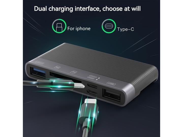Produktbild PowerGuard 6-in-1 Multifunction Card Reader Photo USB 3.0 Adapter Lightning & Type-C