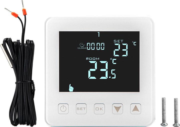 Immagine prodotto Casativo Termostato da parete per riscaldamento a pavimento, pulsanti a sfioramento, display LCD