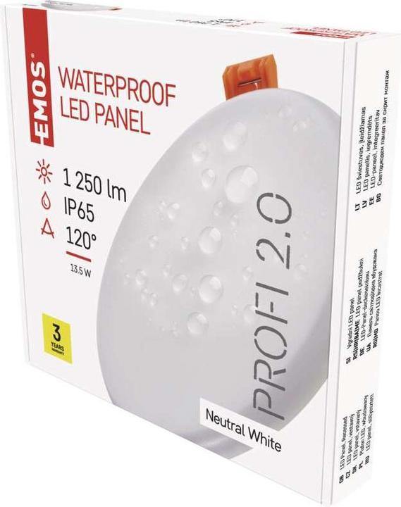 Produktbild Emos LED Panel 155mm, rund, Einbauleuchte weiss, 13,5W neut.w. IP65 (1250 lm)