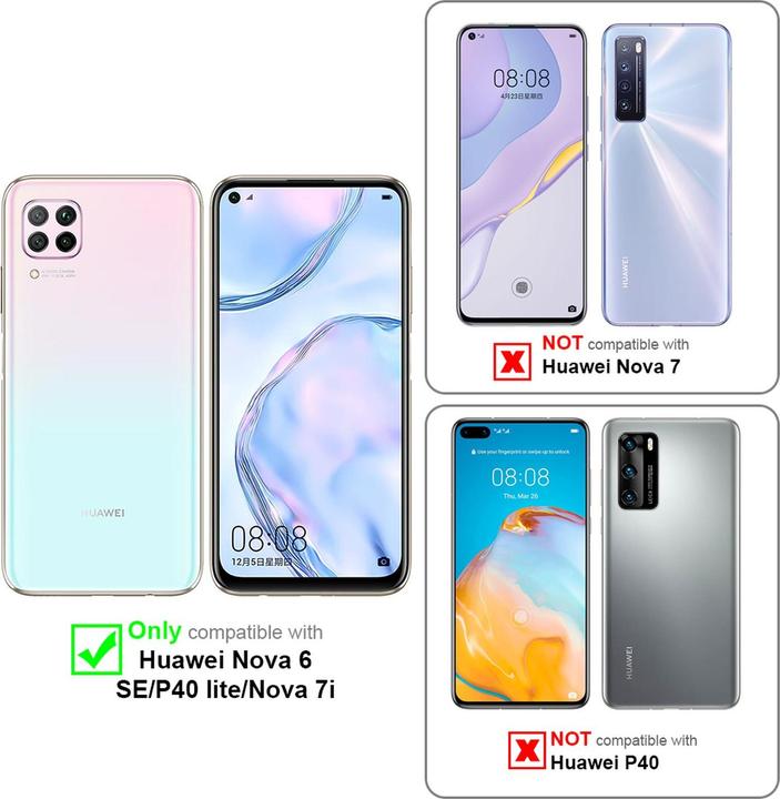 Actual product image Cadorabo TPU Striped Glass Cover (Huawei Nova 7i, Huawei Nova 6 SE, Huawei P40 Lite)