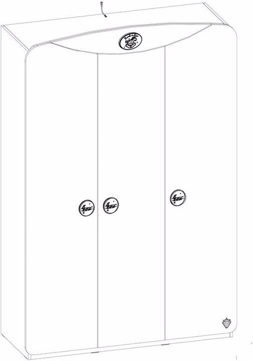 Actual product image Cilek Baby Cotton wardrobe 3-door (132 cm)