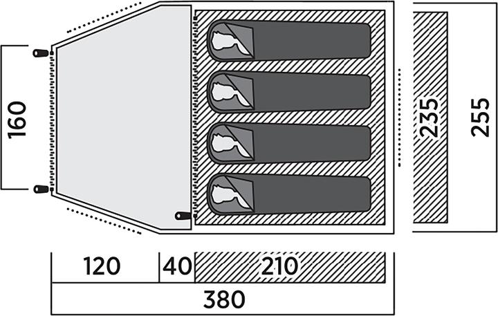 Produktbild Easy Camp Kuppelzelt Kinn 4 (olivgr?n, mit Tunnel-Anbau, Modell 2025) (Kuppelzelt, 8.60 kg, 4 Personen)