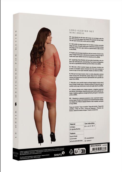 Productafbeelding Le Désir Net Mini-jurk met lange mouwen - Queen Size (XL, XXL, 3XL, 4XL)