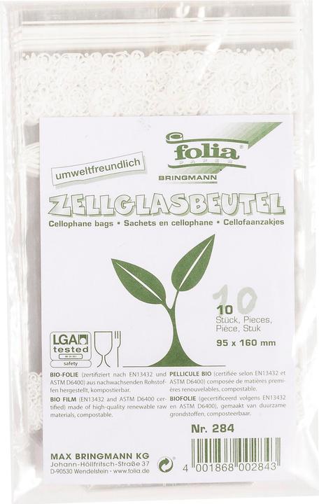 Image du produit Folia Sacs transparents bio avec fond 95 x 160 mm (10 x)