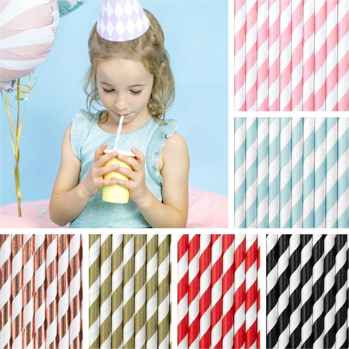Immagine prodotto Partydeco Cannucce a righe rosa chiaro (10 x)