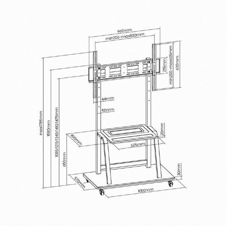 Image du produit Gembird TV floor stand with caster wheel (100", 150 kg)