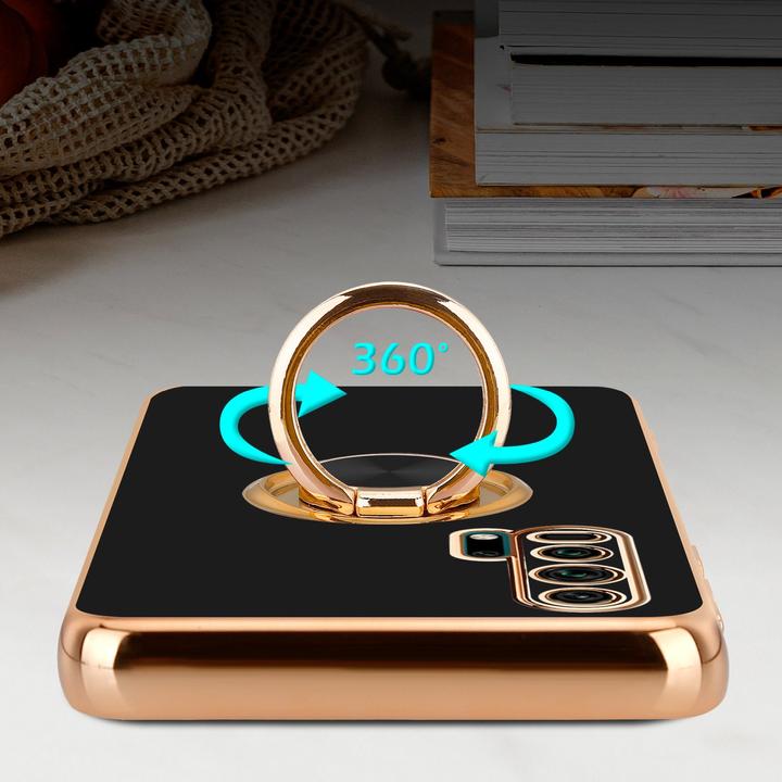 Productafbeelding Cadorabo Hoesje voor Honor 20 PRO in TPU met camerabescherming en ring LM089 Style (Honor 20 Pro)