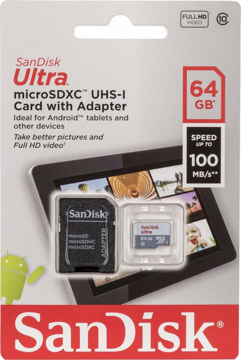 Produktbild SanDisk Ultra (64 GB, microSDXC, U1, UHS-I)