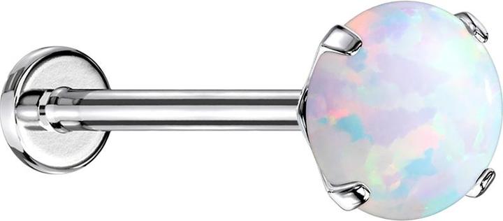 Star Piercing Micro Threadless Labret silber Opal weiss gefasst (ohne Messing, Chirurgenstahl 316L)