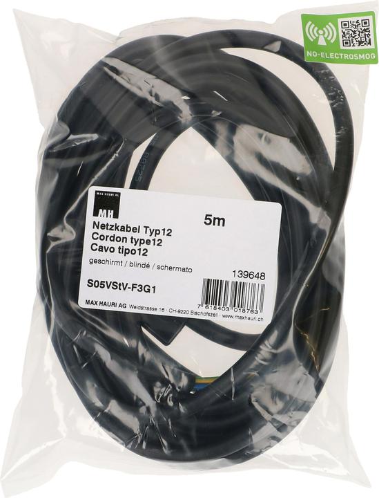 Image du produit Max Hauri Electrobiologie MHAG Câble d'alimentation 3G1.0 blindé type 12 (5 m)