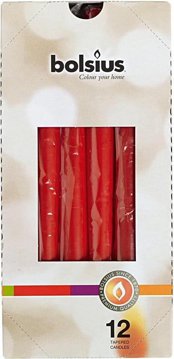 Produktbild Bolsius Spitzkerze 24,5x2,4cm rot (12 Stk.)
