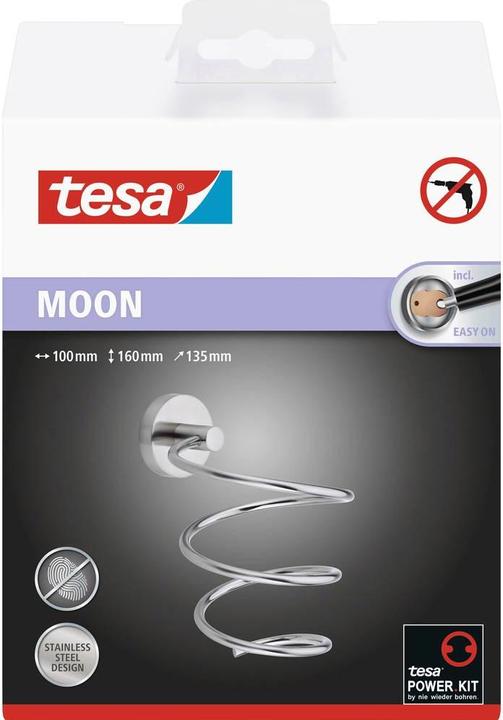 Actual product image tesa MOON hairdryer holder incl. adhesive solution without drilling