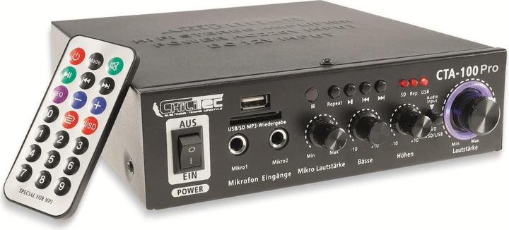 Actual product image Chilitec Mini HiFi amplifier CTA-100 pro, USB, remote control, Bluetooth