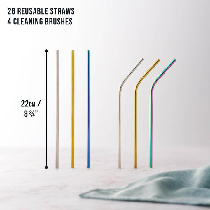 Actual product image Oak & Steel Straws stainless steel 30 pieces multicoloured (30 x)