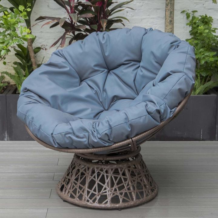 Produktbild PureHaven Lounge Sessel 92x80x80,5 cm aus Rattan Rundkissen drehbar 360 Grad pflegeleicht elegantes
