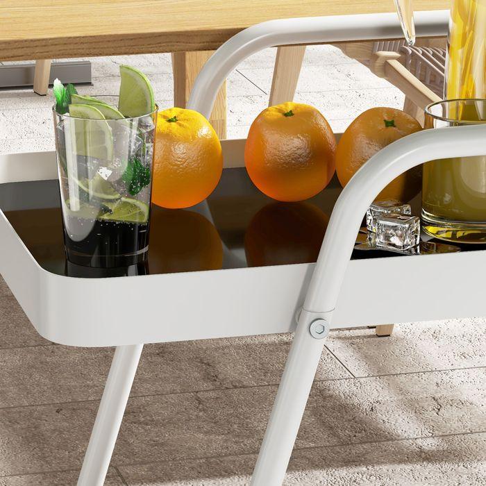 Actual product image Swisshandel24 Outdoor serving trolley, 2-storey trolley, wine rack on castors, steel frame, for pool, party, gar