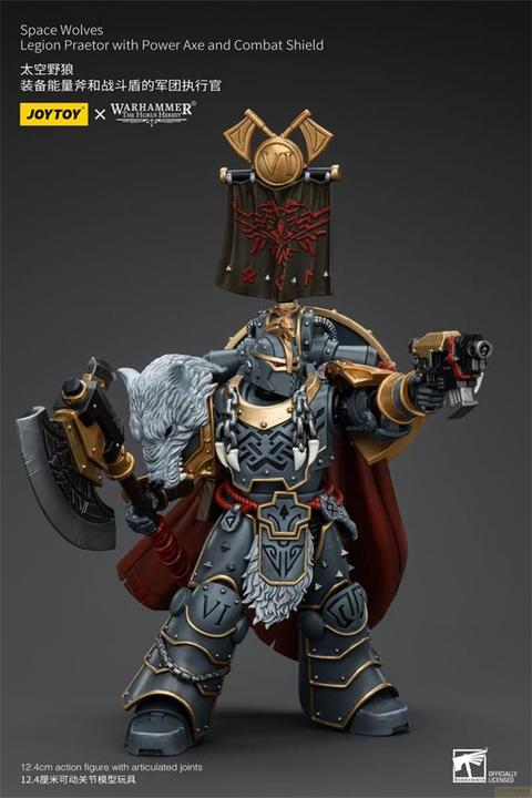 Actual product image Joy Toy Warhammer The Horus Heresy Action Figure 1/18 Space Wolves Legion Praetor with Power Axe and Combat