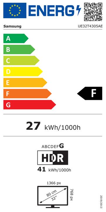 Energy Label Samsung UE32T4305AEXXC (32", LED, HD ready)