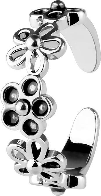 Produktbild Star Piercing Ring silber mit fünf Blumen (Messing)