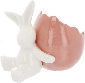 MICA Living Hase mit Eierschalentopf - weiss/apricot - ca. 13,5 x 8,5 x 8 cm
