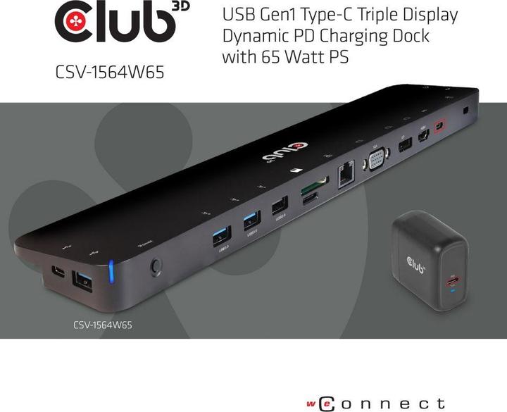 Actual product image Club 3D Triple Display Dynamic (Docking port (proprietary), 4 Ports)