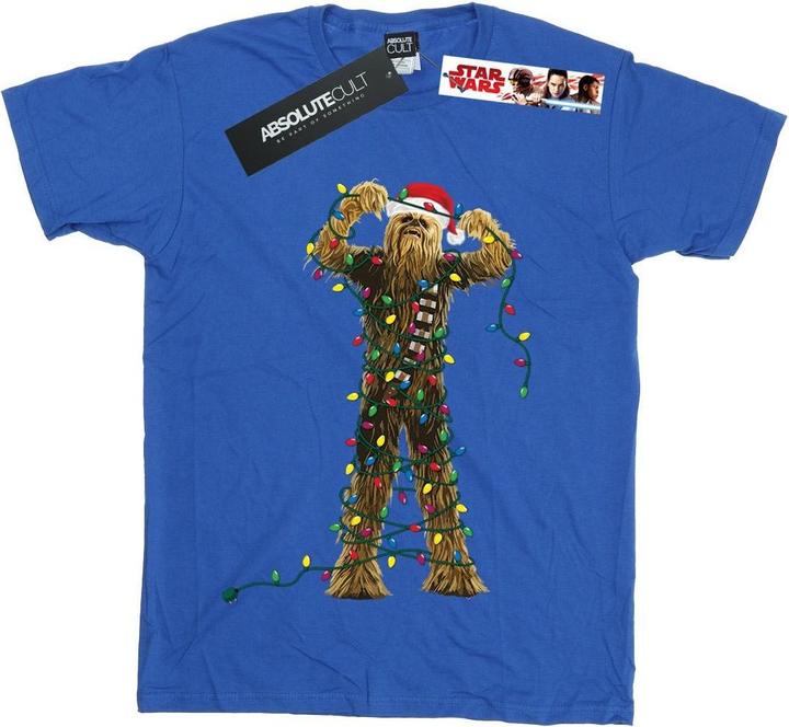 Actual product image Star Wars Girls Chewbacca Christmas Lights Cotton T-Shirt (140, 146)
