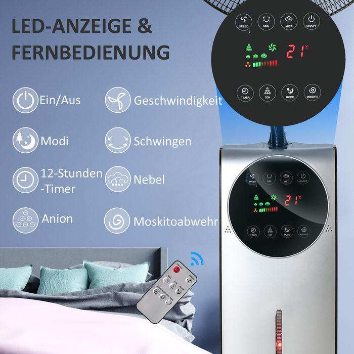 Image du produit Swisshandel24 Ventilateur sur pied avec brumisateur Ventilateur de refroidissement de 90W, réservoir d'eau de