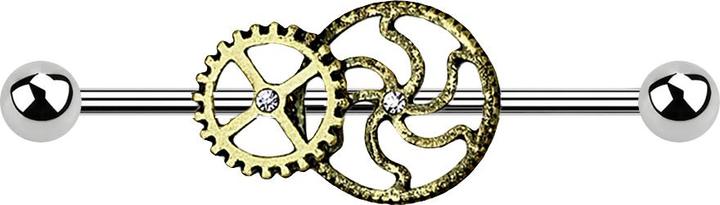 Star Piercing Barbell silber Steampunk (Messing, Chirurgenstahl 316L)