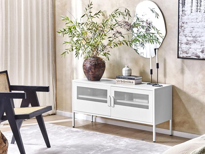 Actual product image Beliani Sideboard metal white 2 doors MORLEY (118 x 60 x 40 cm)