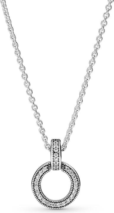 Pandora Halskette mit Doppelkreis Anhänger (Sterling Silber 925, 45 cm)