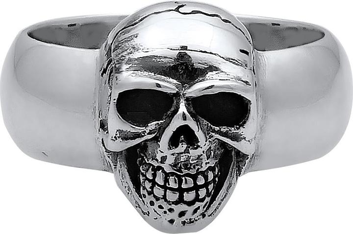 Image du produit Kuzzoi Bague Homme Sceau Tête de mort Oxydée Argent 925 (64, Argent 925)