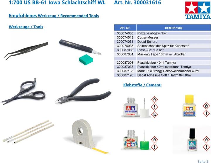 Produktbild Tamiya 1:700 US BB-61 Iowa Schlachtschiff WL