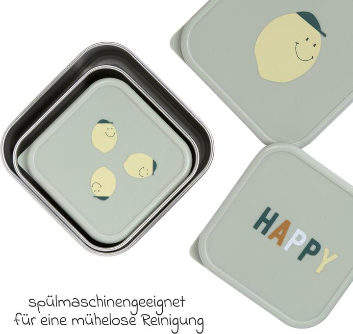 Actual product image Lässig Nahrungsbehälter & Portionierer 3-tlg. Edelstahl-Snackboxen-Set - Happy Fruits