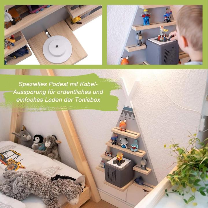 Actual product image Hermex Tipi wall shelf for Toniebox and Toniefiguren wooden shelf toy organiser
