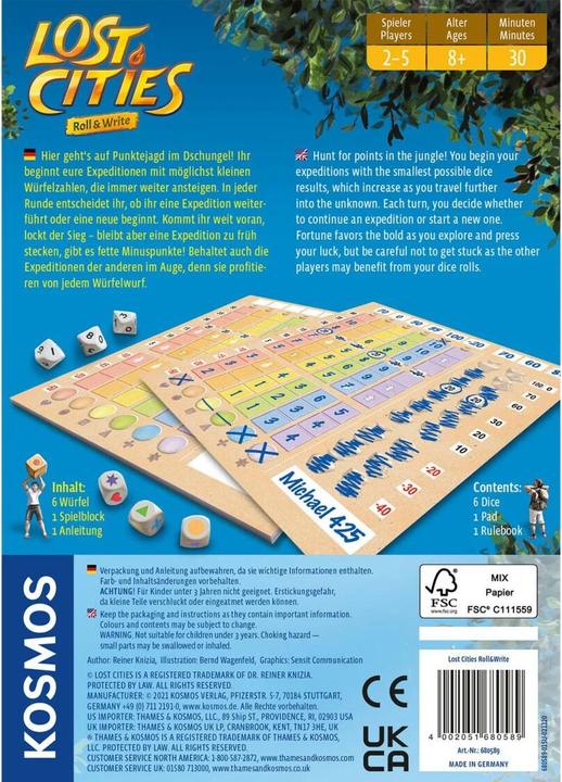 Produktbild Kosmos Familienspiel Lost Cities Roll & Write (Deutsch)