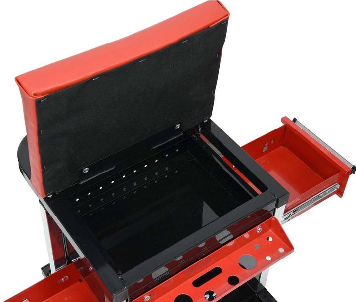 Immagine prodotto Yato Sgabello professionale per officina con 2 cassetti, vano portaoggetti e ripiano, ruotabile a 360°
