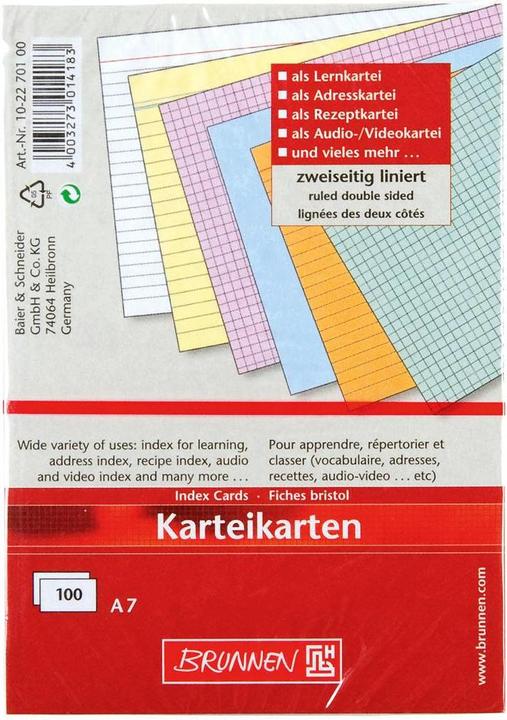 Produktbild Karteikarten A7 liniert (A7, 190 g/m², 100 x)