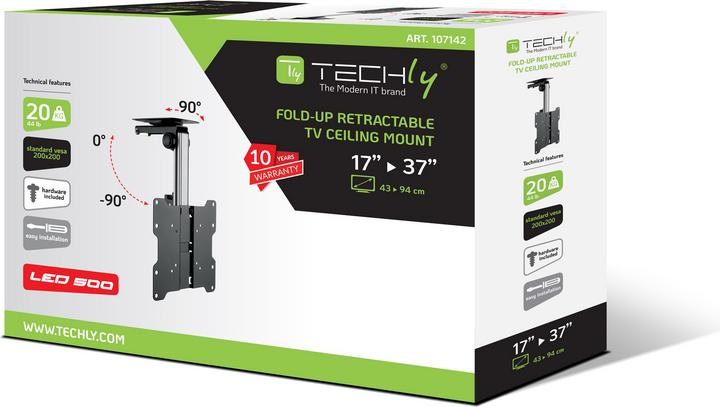Produktbild Techly Deckenhalterung Falt- und Einziehbar für LCD TV LED 17-37" (Diverse)