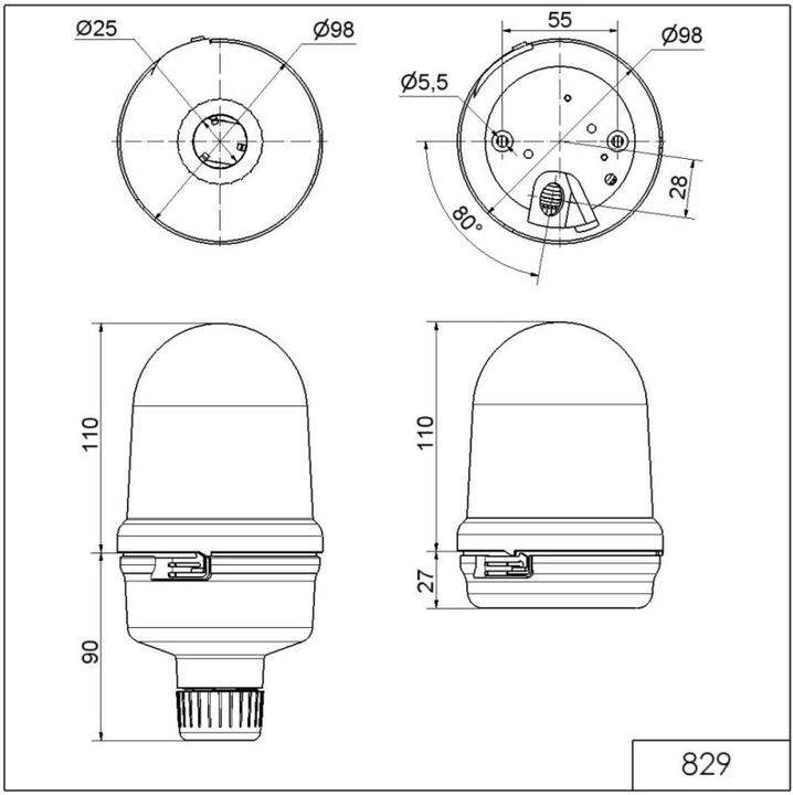 Produktbild Werma 829.370.55 LED Dauerleuchte überwacht BM 24VDC YE 82937055