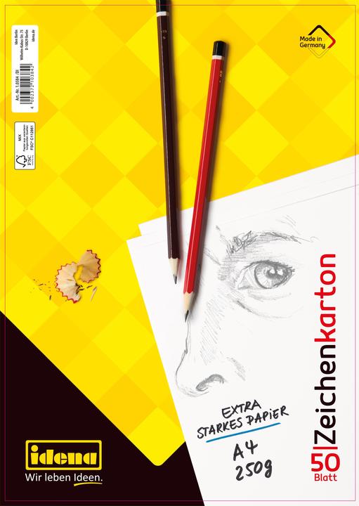 Produktbild Idena Zeichenkarton A4 50 Blatt 250g FSC-Mix (250 g/m², 50 x)