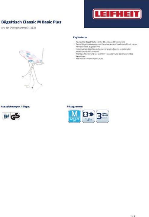 Actual product image Leifheit Classic M Basic Plus (120 x 38 cm)