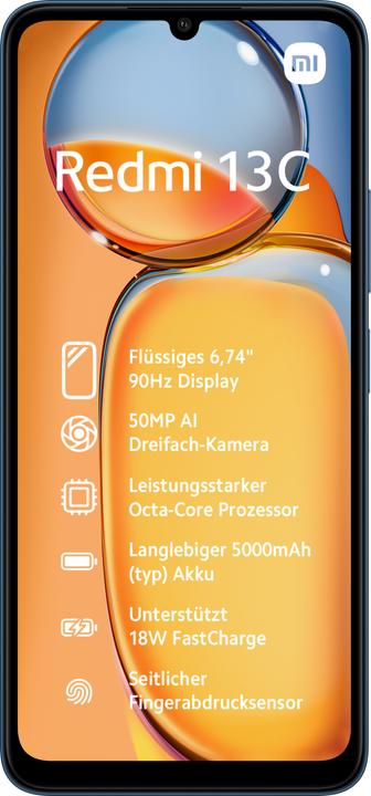 Productafbeelding Xiaomi Redmi 13C 4+128GB marineblauw (128 GB, Blauw, 6.74", Dubbele SIM, 50 Mpx, 4G)
