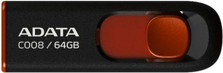 Image du produit Adata Clé USB 2.0 C008 noire/rouge 64 Go (64 Go, USB-A, USB 2.0)