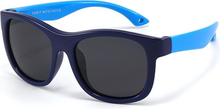 Techsuit - Sunglasses Polarised (8306-C31) - for Babies, Square Shape, with Strap - Black / Blue