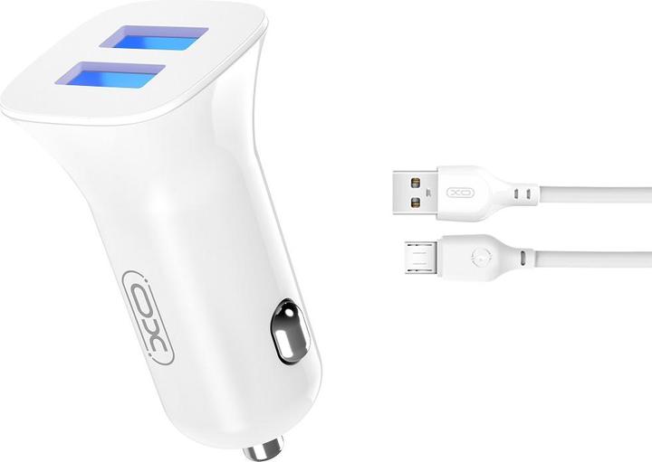 Produktbild xO Autoladegerät TZ10 2x USB 2,4A weiss + microUSB-Kabel