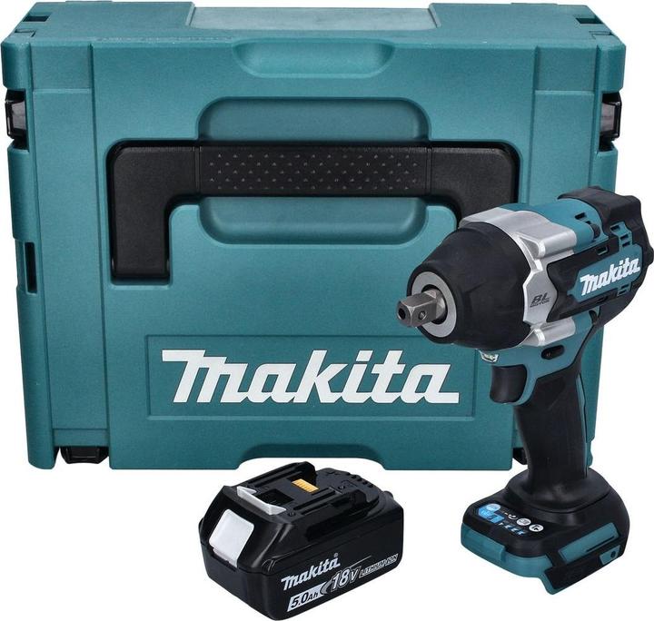 Produktbild Makita DTW 701 T1J Akku Schlagschrauber 18 V 700 Nm 1/2" XPT Brushless + 1x Akku 5,0 Ah + Makpac - (Akkubetrieb)