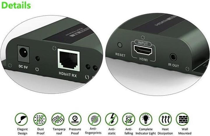 Produktbild EFB Elektronik TECHLY HDBitT HDMI Extender Set Sender und Empfaenger ueber IP ueber Netzwerkabel Cat5/5e/6 bis 8...