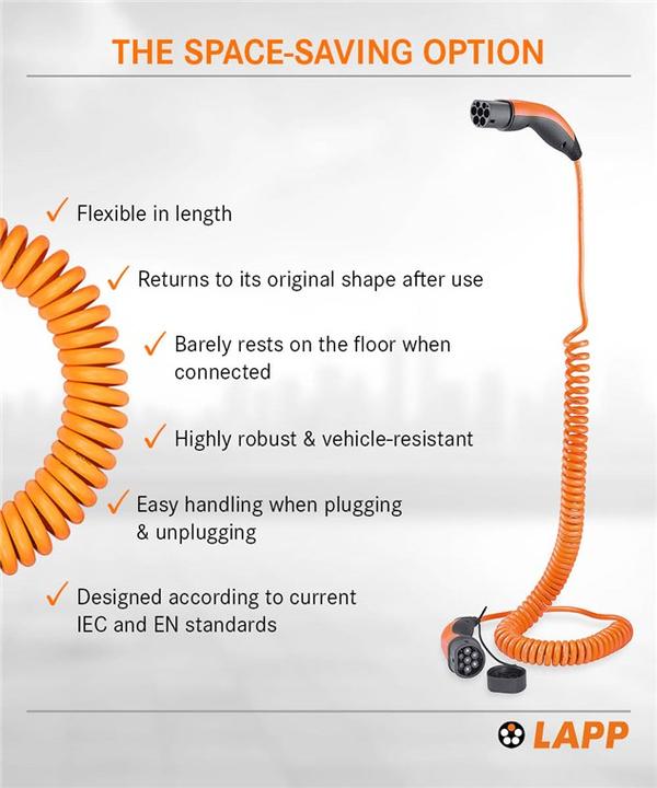 Actual product image Lapp Mobility Spiral charging cable (Type 2, 11 kW, 20 A, 5 m)
