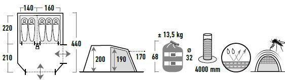 Produktbild High Peak Meran 5.0 (Tunnelzelt, 13.50 kg, 5 Personen)