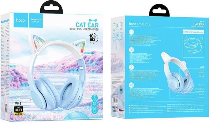 Immagine prodotto Hoco Cuffie senza fili cuffie bluetooth senza fili W42 Cat Ear blu cristallo